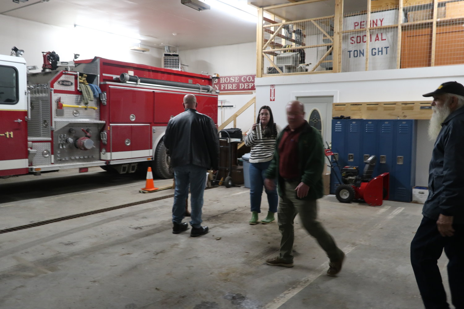 Members of the Highland Town Board check out the garage/bay space where the Highland Ambulance Service will be housed. The service will house the ambulance and their office in the space, which they share with a Yulan Fire Department.